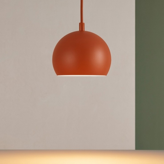 Lampada a sospensione per tavolo da cucina a cupola rosso mattone